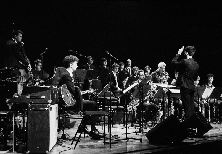 London Intercollegiate Jazz Orchestra performing on stage